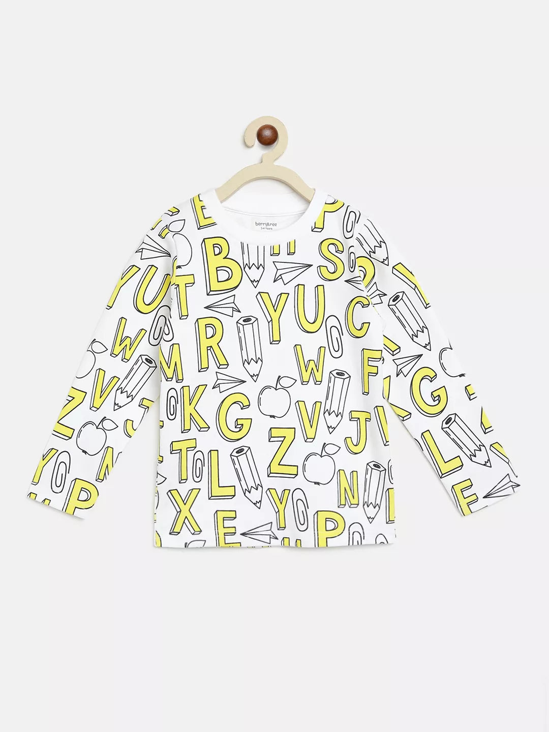Yellow Alphabets Night Suit Organic Cotton