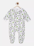 Baby onesie with cat pattern on a white background