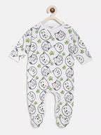 Baby onesie with cat pattern on a white background