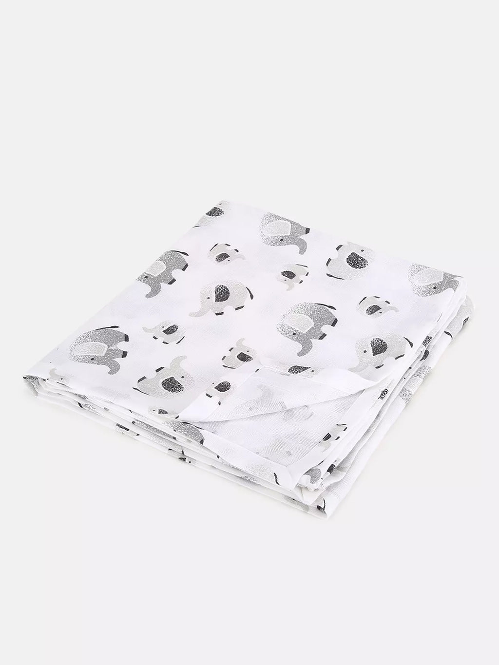 White blanket with black animal prints on a white background