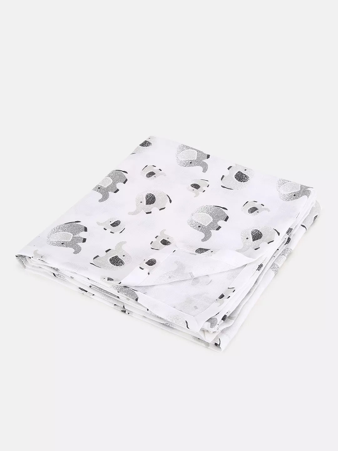 White blanket with black animal prints on a white background
