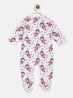 Baby onesie with fairy pattern on a white background