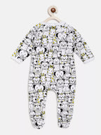 Baby onesie with bear pattern on a white background