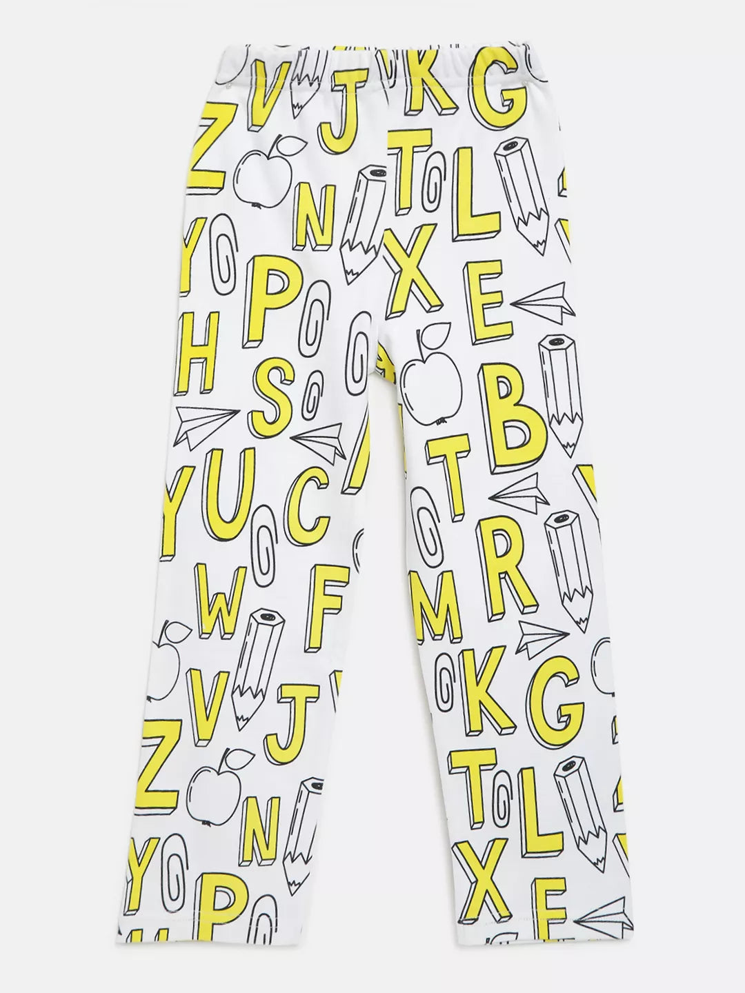 Yellow Alphabets Night Suit Organic Cotton
