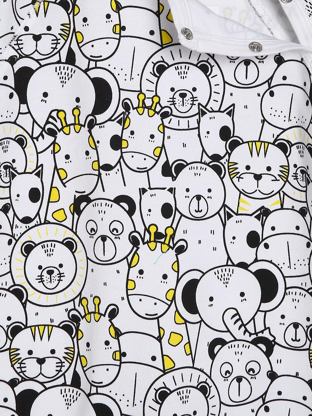 Pattern of cartoon animal faces on a white background