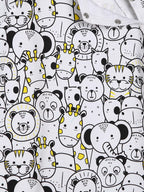 Pattern of cartoon animal faces on a white background