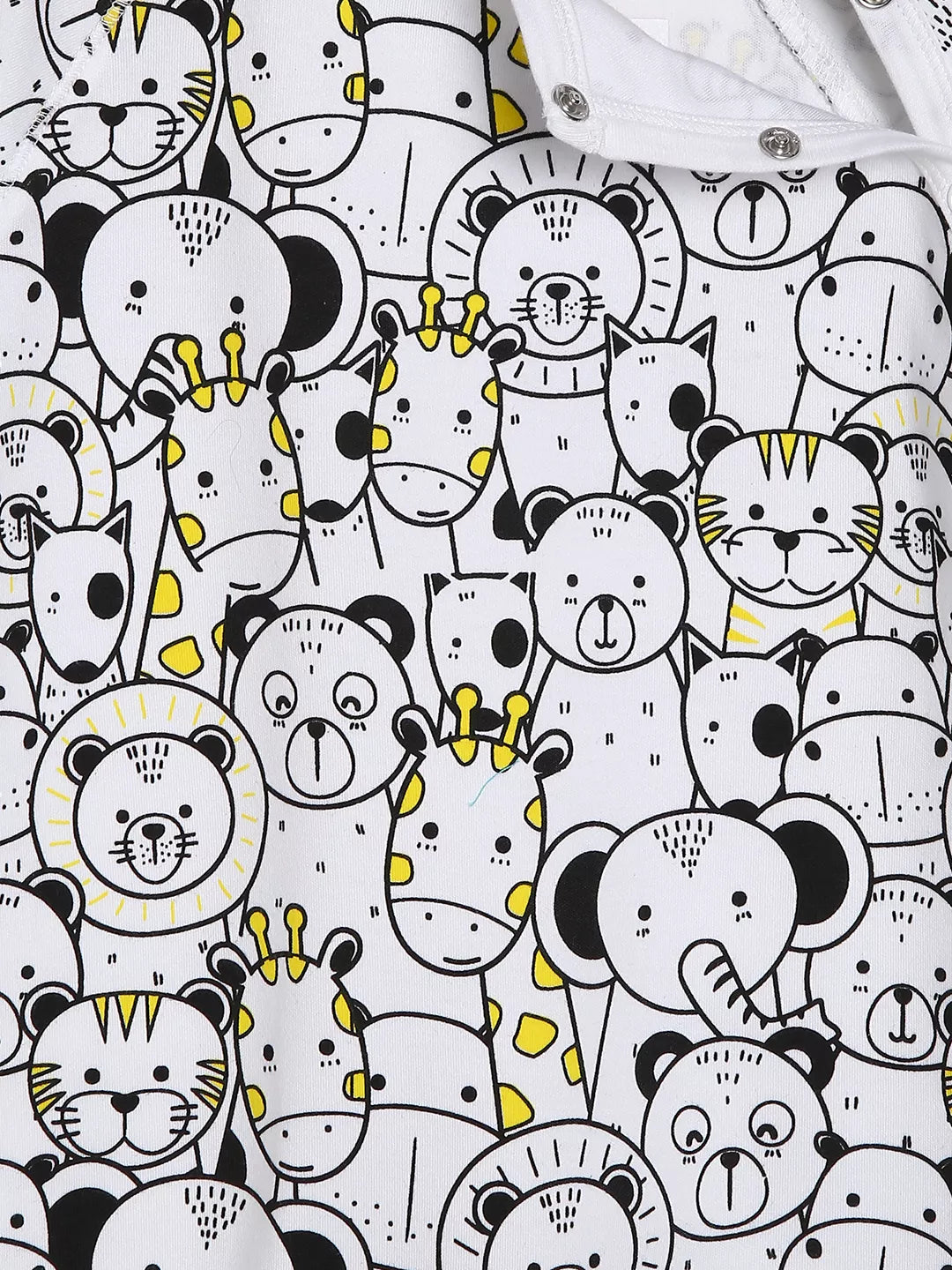 Pattern of cartoon animal faces on a white background