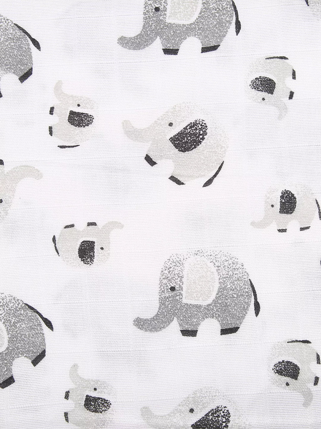 Pattern of black and white elephants on a light background