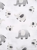 Pattern of black and white elephants on a light background