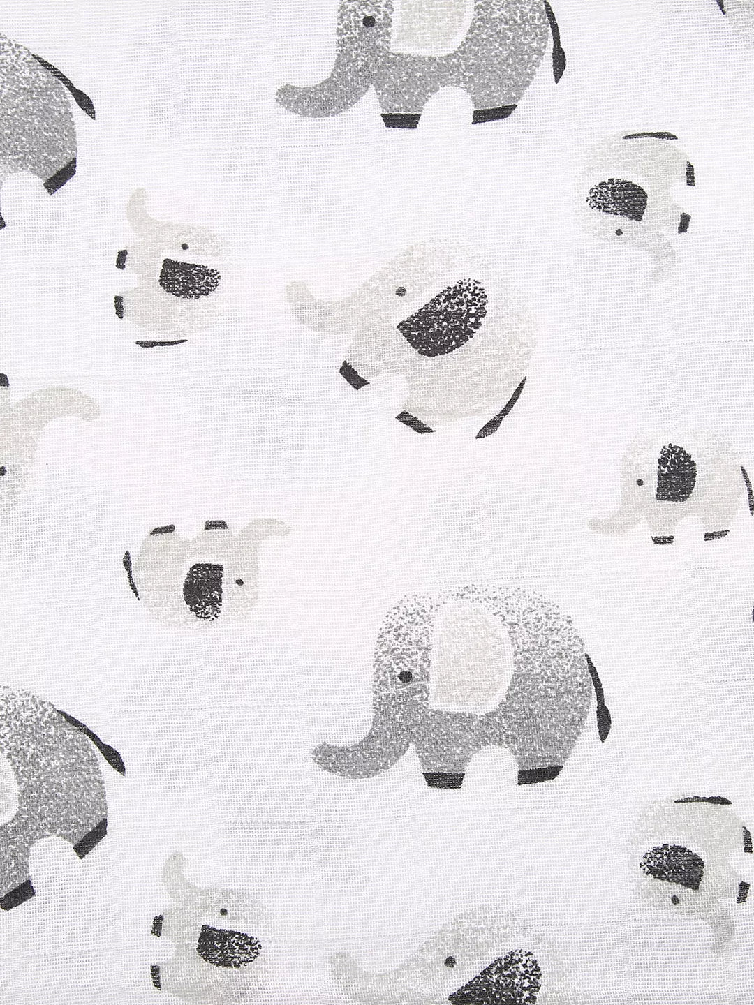 Pattern of black and white elephants on a light background