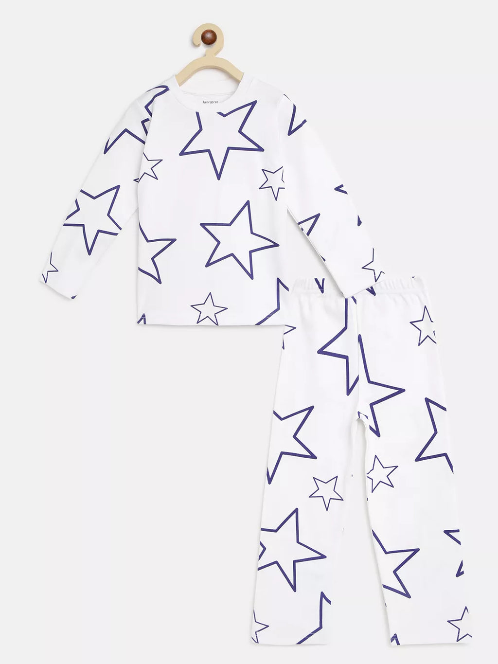 White outfit with star pattern on a white background