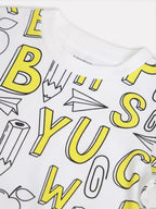 Yellow Alphabets Night Suit Organic Cotton