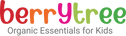 Logo of berrytree with text 'Organic Essentials for Kids' on a white background
