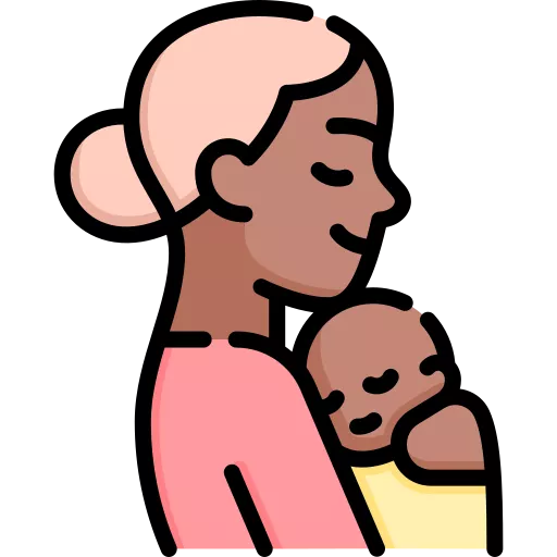 Illustration of a woman holding a baby on a white background