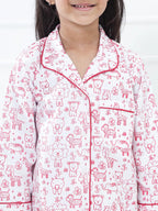 zoom of red night suit